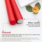 New Burning Formula Unscented Dripless 10-Inch Taper Candles Set of 12 - Red, for Wedding, Dinner - Smokeless, Long Burning - Hand Poured, Colored Tall Candlesticks - Rojo