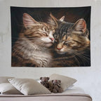 VUMIVI Cat Tapestry Adorable Animals Two Kittens Snuggling Together Vintage Print Realistic Design Tapestry Wall Hanging for Living Room Bedroom Dorm Classroom Aesthetic Decor W80xL60in