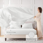 MUXHOMO 7 Pieces King Comforter Set, Seersucker Bed in a Bag King Size, All Season Luxury Bedding Set with Comforter, Flat Sheet, Fitted Sheet, Pillowcases & Shams, White