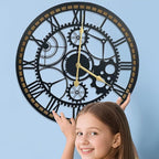 24 Inch Wall Clock, Gear Clock, Silent Non Ticking, Battery Operated Large Wall Clocks for Living Room Decor, Kitchen, Office (Vintage Industrial Steampunk)
