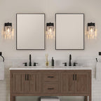 1 Light Matte Black Bathroom Vanity Light Over Mirror, Modern Vanity Lighting with Crystal Glass Shade, Wall Mount Bathroom Light Fixtures, E26 Base