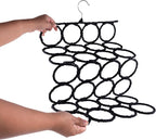 Super Z Outlet Foldable 28 Ring Hole Slots Space Saving Clothing Closet Hanger Scarf, Ties, Belts, Socks Organizer for Home Bedroom, Bathroom, Living Room (Black) (Pack of 2)