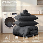 Sasttie Twin Comforter Set, 5-Piece Bed in a Bag, Pintuck Bedding Sets for All Season, Includes Comforter, Flat Sheet, Fitted Sheet, Pillowcase and Pillowsham, Dark Grey