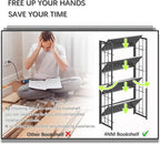 4NM No Assembly 4 Tiers Folding Bookshelf, 47.2" H Foldable Storage Shelves Vintage Bookcase Standing Racks Study Organizer Home Office - All Black