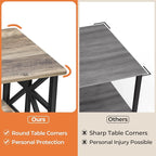GreenForest Coffee Table for Living Room with Round Corners Farmhouse Style Center Table with Storage Shelf 39 Inch Space Saving Easy Assembly Gray Wash | for Living Room, Farmhouse Style, Space Saving, Easy Assembly