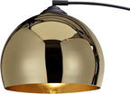 Teamson Home Arquer 66.93" Arc Floor Lamp for Living Rooms, Home Offices, Dining Rooms, Bedrooms with Faux Black Marble Base and Gold Bell Shade