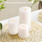 KONNI White Pillar Candles Set of 3, 3"x 3" Unscented Pillar Candles Bulk, 30 Hours Long Burning Candles, Smokeless&Dripless Large Round Candle for Wedding, Home Decoration, Parties, Spas, Dinner