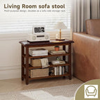 Shoe Bench with Leather Cushion,Wood Bench with Shoe Rack,3-Tier Shoe Storage Organizer for Entryway,Hallway,Living Room (Brown, 3-Tier-31.5")