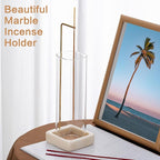 Incense Holder, Unique Marble Incense Stick Holder, 100% Anti-Ash Flying, Brass Incense Holder for Sticks, Incense Burner Holder for Meditation Yoga (White)