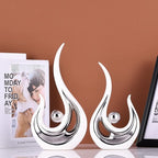 XMGZQ 2pcs White Silver Modern Abstract Art Statue Table Decor,Elegantes Ceramic Statue for Home Décor Accent,Mantel,Bookshelf,Centerpiece Table Decoration for Dining Room,adornos para sala