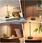 Cordless Table Lamps Rechargeable, LED Desk Lamp 4000mAh Battery Operated Outdoor Waterproof Portable Touch Dimmable Table Light for Patio/Restaurant/Bar/Indoor (Black-1PC)