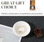 Koville Natural Marble Incense Holder, Incense Holder for Sticks with 9 Holes, Handmade Incense Burner Ash Catcher for Meditation Yoga SPA, Balsam Fir/Palo Santo/Sage/Cone (White)
