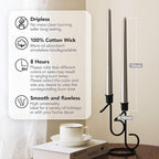 New Burning Formula Unscented Dripless 10-Inch Taper Candles Set of 12 - Silver, for Wedding, Dinner - Smokeless, Long Burning - Hand Poured, Colored Tall Candlesticks - Plata