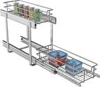 2-Tier Individual Cabinet Pull Out Shelves (9" W x 22" D), Slide Out Kitchen Panty Narrow Cabinet Storage Sliding Shelves
