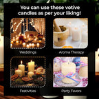 Welburn Veda&Co™ Votive Candles - Pack of 144, Upto 12 Hours Burn Time, 100% Fully Refined Paraffin Wax, Smokeless, Unscented, for Home Decor, Spa, Weddings, Birthdays, Holidays, Party (White)