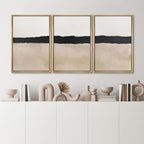 MUDECOR Framed Wall Art Print Set Minimalist Abstract Black Horizontal Brushstroke Illustrations Modern Art Boho Decorative Colorful Chic for Living Room, Bedroom, Office - 16"x24"x3 Natural