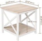 ChooChoo End Table, 24 Inch End Table with 2-Tier Storage Shelf, Side Table for Living Room, Wood Nightstand for Bedroom, Office, Oak