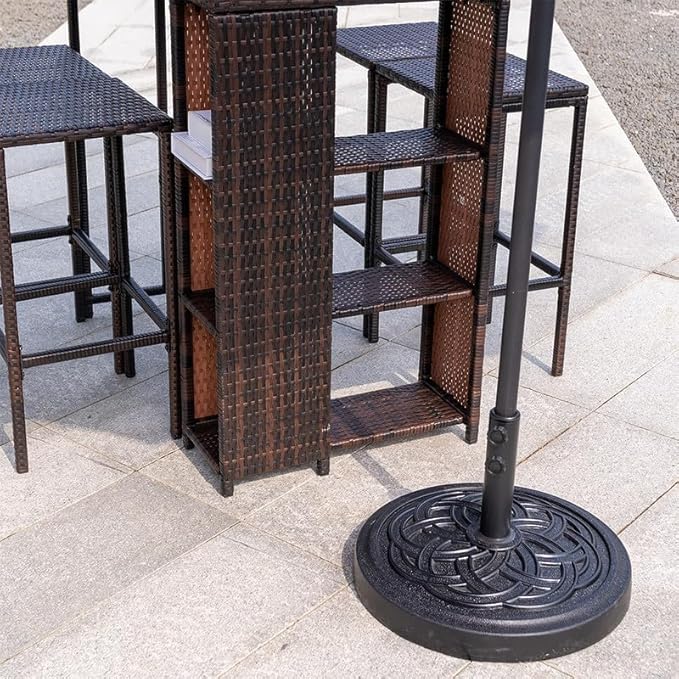 Sundale Outdoor Umbrella Base 48lbs with Stainless Steel Umbrella Tube, Heavy Duty Square Resin Umbrella Stand, Black