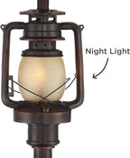 Barnes and Ivy Henson Rustic Industrial Farmhouse Standing Floor Lamp with Night Light Glass 63" Tall Bronze Earthy Fabric Drum Shade Decor for Living Room Reading House Bedroom Home