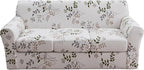 KRFOONN 4 Piece Printed Sofa Couch Cover for 3 Cushion Couches Stretch Sofa Slipcovers with 3 Separate Seat Cushion Covers Washable Furniture Protector with Elastic Bottom (Sofa, 50)