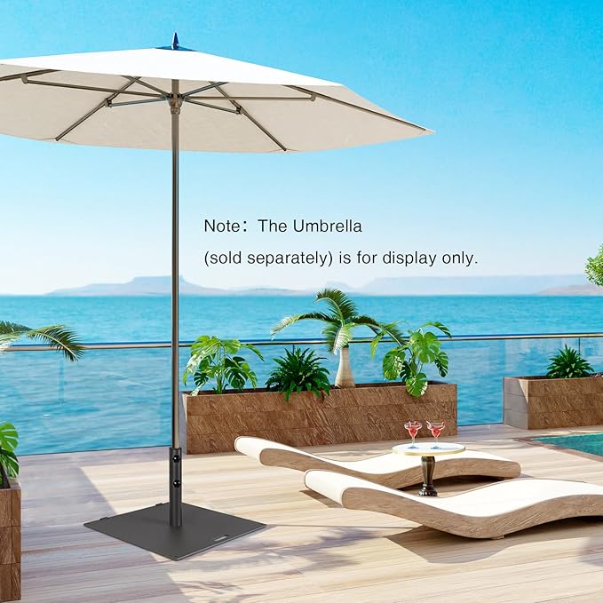 Tangkula 50LBS Patio Umbrella Base, Portable Outdoor Umbrella Base Stand, 24 Inches Square Umbrella Base Holder with 2 Tightening Knobs & 2 Wheels, Suitable for Backyard, Deck, Poolside, Patio (Black)