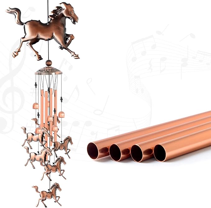 JOBOSI Horse Wind Chimes, Horse Room Garden Patio Decor, with S Hook Flamingo Decor Gifts, Gifts for mom Women Grandma Friends Mother