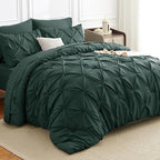 CozyLux Full Size Comforter Sets Forest Green, 7 Pieces Bed in A Bag Green Comforter Full Size, Pinch Pleat Bedding Sets with All Season Comforter, Sheets, Pillowcases & Shams