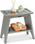 Shower Benches for Inside Shower, Shower Stool for Shaving Legs, 500lbs Shower Chair with Space-Efficient Storage Shelf, Waterproof Shower Seat for Spa Bathroom, Indoor or Outdoor 18”x17”