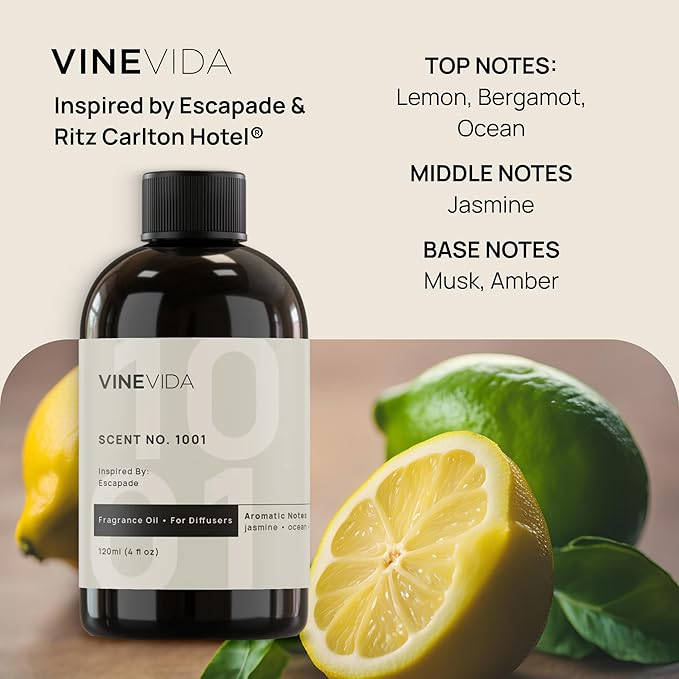 VINEVIDA (128oz) Hotel Fragrance Collection Diffuser Oil - Home Scents Inspired by Ritz Carlton - Cold Air Essential Oil No.1001