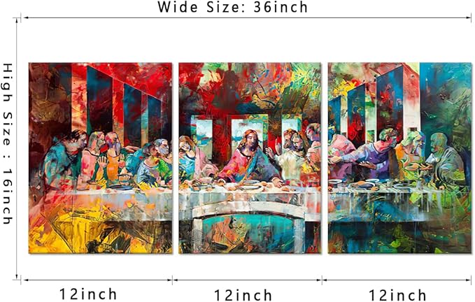 Novatique Graffiti Canvas Wall Art Last Supper Wall Decor Graffiti Picture Print for Dining Room Last Supper by Andrea Solari Decor for Living Room 12 ”x 16 ”x 3Pcs