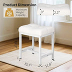 Vanity Stool, Saddle Seat Makeup Stool Chair with Metal Leg, U-Shaped Teddy Velvet Ottoman Foot Rest Stool, Small Square Chairs Under Desk for Vanity, Modern Makeup Bench White