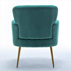 Trendy Velvet Accent Chair with Gold Metal Legs, Upholstered Armchair for Small to Mid-Size Spaces, Modern Living Room, Bedroom, Vanity Desk and Entryway, Mint Green