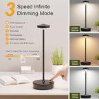 Rechargeable LED Cordless Table Lamp,5000 mAh Touch Outdoor Table Lamp,Portable Battery Operated Table Light,with Memory Function Dimmable for Restaurant,Home,Outdoor(Black)