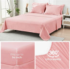 HYMOKEGE Rose Pink Full Size Comforter Sets Seersucker 7 Pieces, All Season Luxury Bed in a Bag for Bedroom, Bedding Set with Comforter, Sheets, Pillowcases & Shams