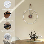 Modern Wall Clock Large Wall Clocks with Walnut Dial Silent Non-Ticking for Living Room Home Decor Bedroom Kitchen Office 17.8''× 24.4'' (Silver, Medium)