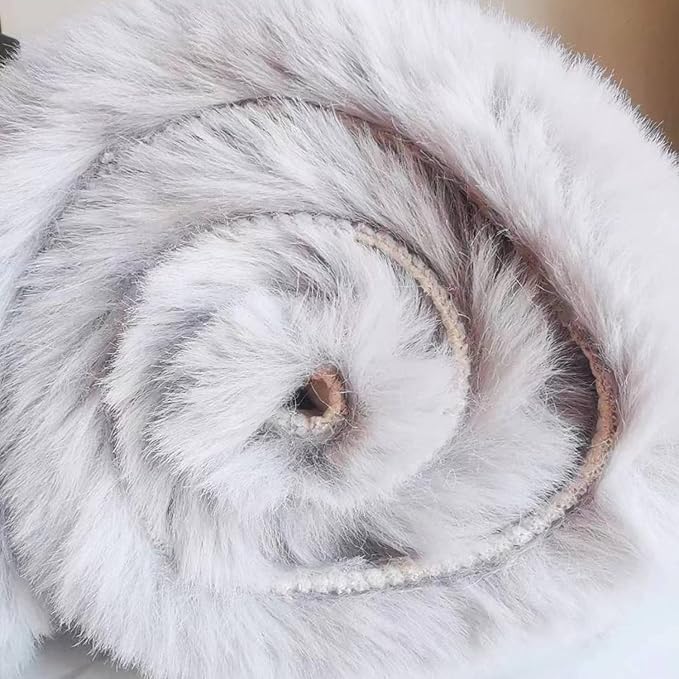 Ghouse Faux Rabbit Fur Round Rug 4ft Grey Round Rugs for Bedroom Decor Fluffy Area Rugs for Living Room, no-Shedding Carpet Sheepskin Washable Rug Rome Decor