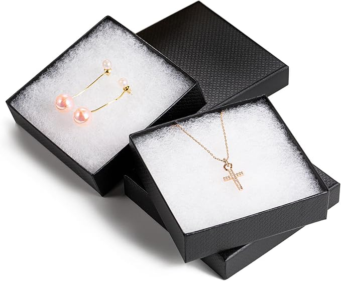 GEFTOL Jewelry Gift Boxes 40 Pack 3.5x3.5x1 Inch Cardboard Jewelry Boxes,Small Gift Boxes for Jewelry Earrings Necklaces Handmade Bangles Bracelets(Black)
