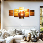 Elephant Stock Religion Wall Art Multi Piece Canvas - 5 Panel Christian Pictures Decor - Digital Design Canvas Print - Christian Wall Decor - 55" X 24"