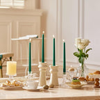 12-Inch Tall Dripless Taper Candles Set of 4 - Emerald Tapered Candles, Perfect for Spring - Smokeless, Unscented, Long Burning - Hand Poured, Colored Tall Candlesticks - Jade