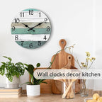 CHYLIN Wall Clock,14 Inch Wall Clocks Battery Operated Silent Non Ticking, Teal Turquoise Rustic Clock Decorative for Kitchen Bathroom Bedroom Living Room(Bronze White)