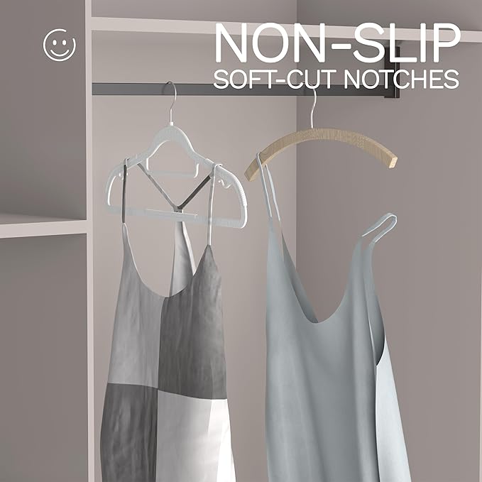 20 Pack Thin Space Saving Hangers, No Slip Clothes Hangers with Non Slip Textured and 360° Hook - Plastic Hanger, Closet Organizer for Shirt, Pants, Suit, Skirt, Coat - White