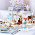124 Pcs Christmas Vase Filler Pearls for Vase Filler Christmas Table Decor Floating Candles Centerpiece with 8 Floating Candles for Table Party Festival Decor, Not Included Clear Beads(Snowflake)