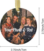 Personalized Christmas Ornaments 2025 Photo Ornament Christmas Tree Custom Ornaments with Picture Customized Ornaments for Family Couples Wedding Xmas Tree Home Decorations Set of 4