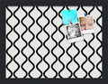 PinPix 16x12 Inch Cork Bulletin Board. This Decorative Framed Pin Board Comes with Black and White Waves Design and a Satin Black Frame. Ideal for Home Office Decor or Message Board (PinPix-194)