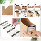 50 Pcs Cardboard Magazine Holder Magazine File Holder Magazine Storage Box Document Magazine File Organizer with 50 Pcs Labels for School Office Home Supplies, Brown