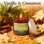Vanilla and Cinnamon Candle,12.35oz Scented Candles with 8% Essential Oils,70 Hour Burn Time Soy Wax Candles for Home Decor,Reading,Jar Candle Gifts for Women and Men