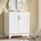 Rattan Cabinet, Sideboard Storage Cabinet with 2 Doors Buffet Cabinet with Adjustable Shelf Large Space, Kitchen Sideboard Buffet for Entryway Hallway