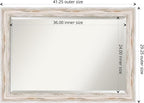 Amanti Art White Wall Mirror 29x41 Alexandria White Wash Rectangle Bathroom Mirror for Wall Decor Living Room, Large Cottage Wood Frame, Hangs Horizonally and Vertically, Bathroom Decor, Beveled Edge
