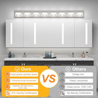 Ralbay 8-Light Brushed Nickel Bathroom Vanity Lights Metal Acrylic LED Modern Bathroom Wall Lighting Fixtures Over Mirror