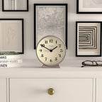 NEWGATE® Theatre Mantel Clock | Modern Classic Round Design | Stone | Contemporary Style for Desk, Table, Shelf or Bedside
